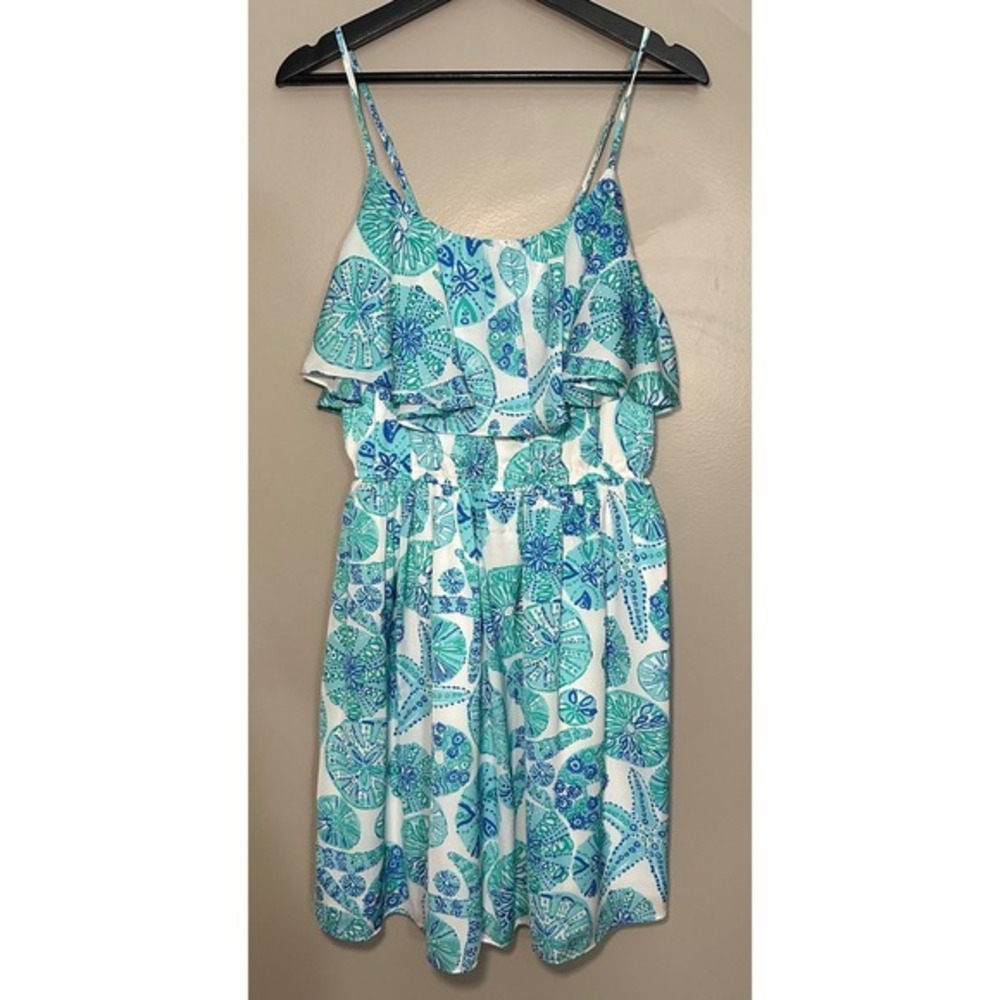 Lilly Pulitzer x Target Women Size M Sea Urchin Sundress Blue Ruffle Beach Dress